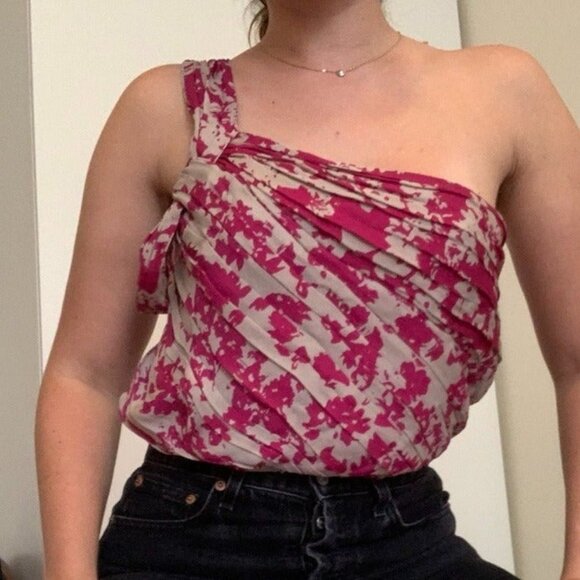 Ramy Brook Silk One Shoulder Top | Sz S - Picture 1 of 6
